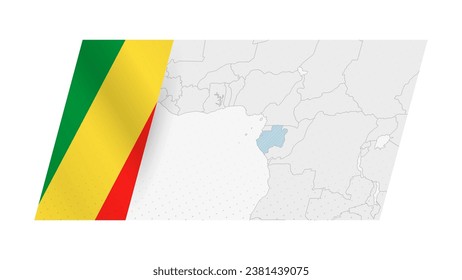 Congo map in modern style with flag of Congo on left side. Vector illustration of a map.