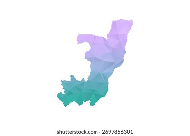 Congo Map Polygon Style Vector Illustration in Purple and Cyan Gradient, Low Poly Geometric Design, Isolated on White Background for Infographics and Projects.