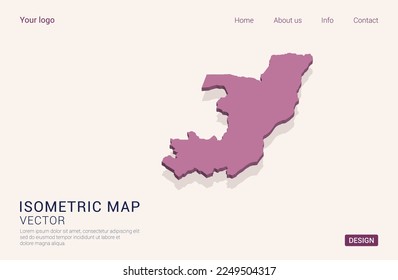 Congo map purple on white background with 3d isometric vector illustration