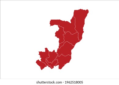 Congo Map Red Color on White Backgound