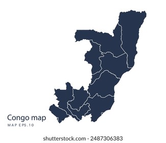 Congo map vector, Abstract design vector illustration Eps 10. Navy color.High Detailed on white background.