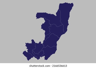 Congo map vector, blue color, Isolated on gray background