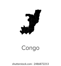 Congo Map Vector Illustration - Silhouette, Outline, Congo Travel and Tourism Map