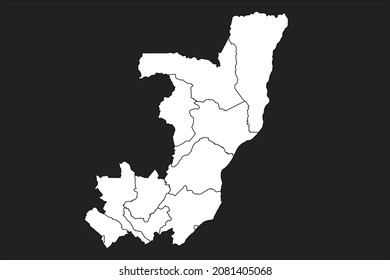 Mapa del Congo Color blanco sobre fondo negro