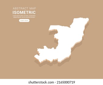 Congo map white on brown background with isometric vector.