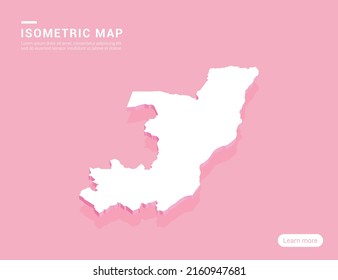 Mapa del Congo blanco sobre fondo rosado con ilustración vectorial isométrica 3d.