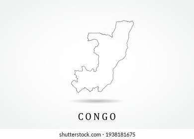 Congo Map- World Map International vector template with thin black outline or outline graphic sketch style and black color isolated on white background - Vector illustration eps 10