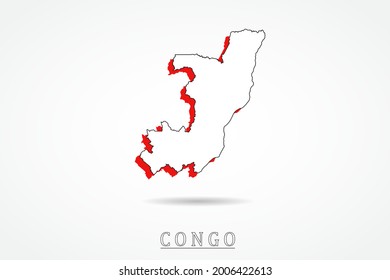 Congo Map - World Map International vector template with red and outline graphic sketch style isolated on white background - Vector illustration eps 10