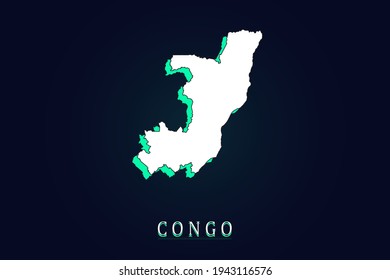 Congo Map - World map vector template with green and white  color gradient isolated on dark background - Vector illustration eps 10