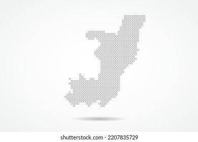Congo Map - World map vector template with square pixel thin black and outline sketch style isolated on white background for education, infographic, design - Vector illustration eps 10