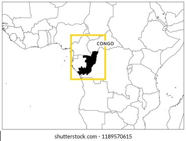 Congo map yellow frame geography national