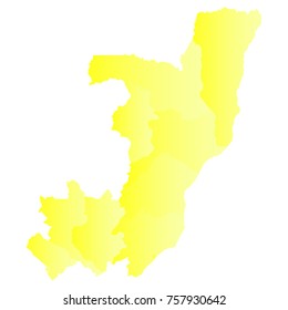 congo map - yellow geometric rumpled triangular style gradient graphic background . Vector illustration eps 10.