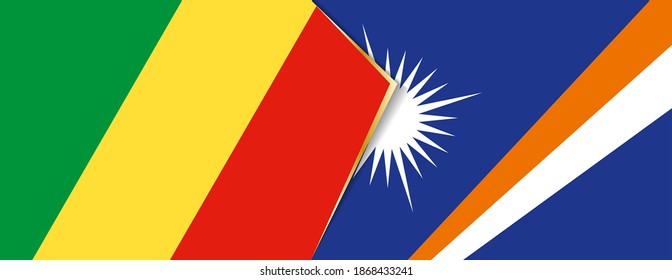 Congo and Marshall Islands flags, two vector flags symbol of relationship or confrontation.