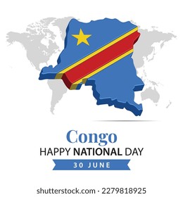 Día Nacional del Congo, 3d representando ilustración del Día Nacional del Congo con tema de mapa 3d y colores de la bandera