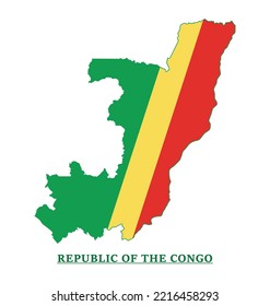 Congo National Flag Map Design, Illustration Of Republic of the Congo Country Flag Inside The Map