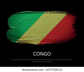 Congo national flags on dark background in grunge style artwork
