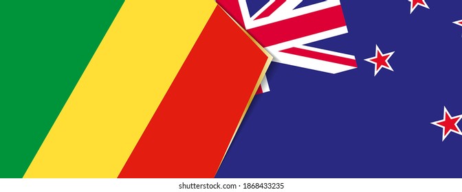 Congo and New Zealand flags, two vector flags symbol of relationship or confrontation.
