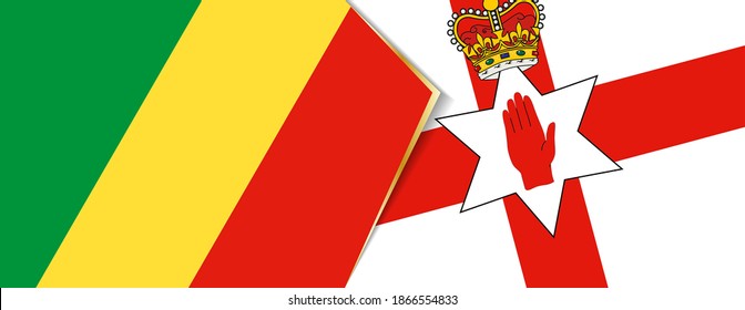 Kongo- und Nordirland-Flaggen, zwei Vektorflaggen Symbol für Beziehung oder Konfrontation.