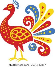 Congo Peafowl with DR Congo flag color
