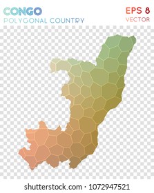 Congo polygonal map, mosaic style country. Ecstatic low poly style, modern design. Congo polygonal map for infographics or presentation.