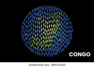 Congo population people map in globe vector illustration design