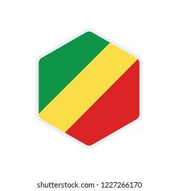 Congo Republic flag. Congo Republic hexagon flag.
