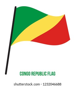 Congo Republic Flag Waving Vector Illustration on White Background. Congo Republic National Flag.