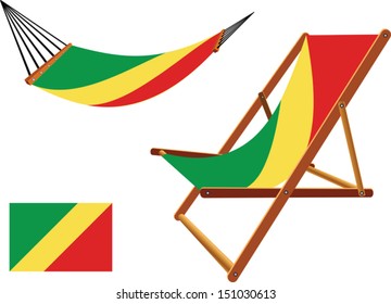 congo republic hammock and deck chair set against white background, abstract vector art illustration