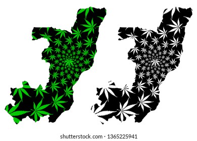 Congo Republic - map is designed cannabis leaf green and black, Republic of the Congo (Congo-Brazzaville) map made of marijuana (marihuana,THC) foliage,