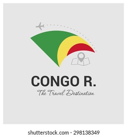 Congo Republic The Travel Destination logo - Vector travel company logo design - Country Flag Travel and Tourism concept t shirt graphics - vector illustration