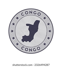 Congo round badge vector. Country round stamp with shape of Congo, isolines and circular country name. Awesome emblem. Cool vector illustration.