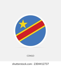 Congo round flag icon with shadow.