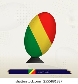 Congo Rugby Ball on Rugby Kicking Tees with Modern Design. Illustration perfect for sports, national pride, and rugby-related projects.