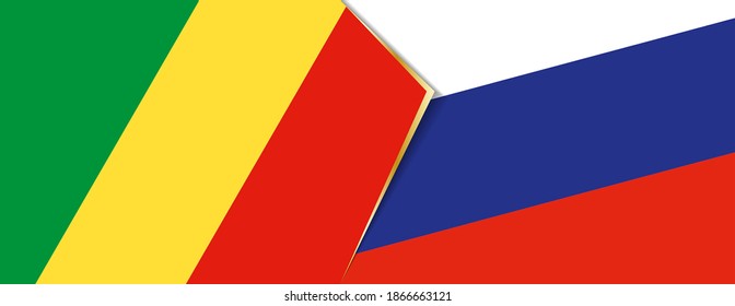 Banderas del Congo y Rusia, dos banderas vectoriales símbolo de relación o confrontación.