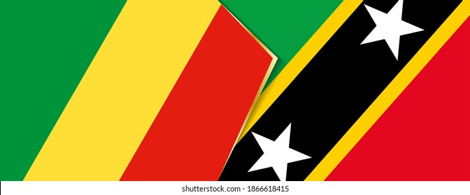 Congo and Saint Kitts and Nevis flags, two vector flags symbol of relationship or confrontation.