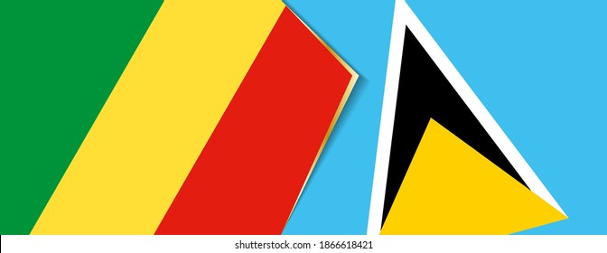 Congo and Saint Lucia flags, two vector flags symbol of relationship or confrontation.