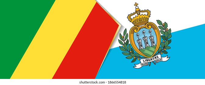 Congo and San Marino flags, two vector flags symbol of relationship or confrontation.