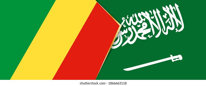 Kongo- und Saudi-Arabienflaggen, zwei Vektorflaggen Symbol für Beziehung oder Konfrontation.