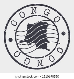 Congo Stamp Postal. Map Silhouette Seal. Passport Round Design. Vector Icon. Design Retro Travel.