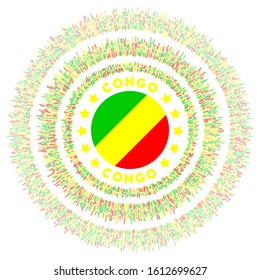 Congo symbol. Radiant country flag with colorful rays. Shiny sunburst with Congo flag. Amazing vector illustration.
