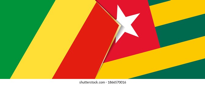Congo and Togo flags, two vector flags symbol of relationship or confrontation.