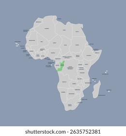 Congo vector map silhouette isolated on Africa map. Editable vector map of Africa. 