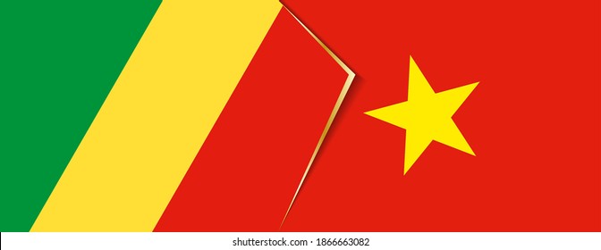 Congo and Vietnam flags, two vector flags symbol of relationship or confrontation.