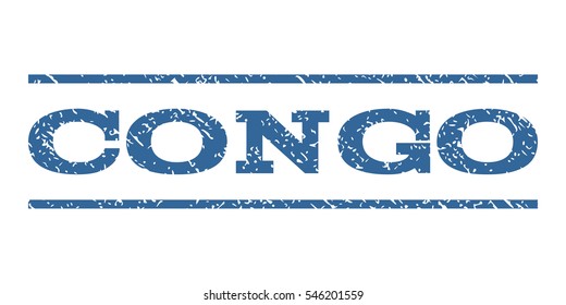 Congo Watermark Stamp. Text Caption Between Horizontal Parallel Lines With Grunge Design Style. Rubber Seal Stamp With Unclean Texture. Vector Cobalt Color Ink Imprint On A White Background.