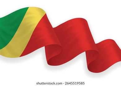 Congo waving flag with bright colors on clean background