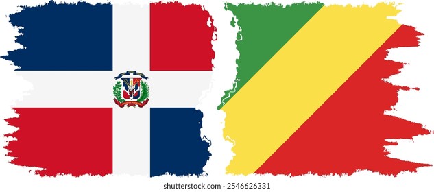 Congo-Brazzaville e República Dominicana grunge bandeiras conexão, vetor