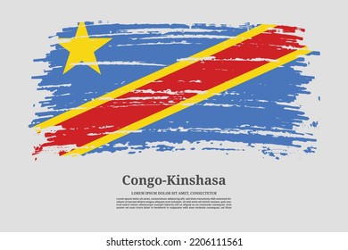 Congo-Kinshasa  flag with brush stroke effect and information text poster, vector background