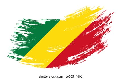 Congolese flag grunge brush background. Vector illustration.