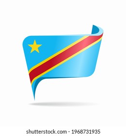 Congolese flag map pointer layout. Vector illustration.