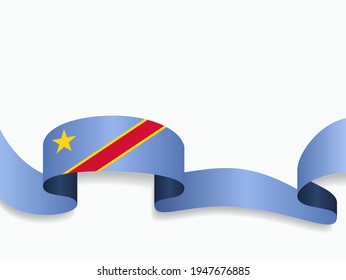 Congolese flag wavy abstract background. Vector illustration.